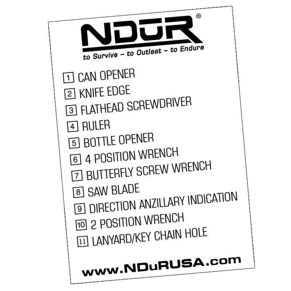 A (IN STOCK) Ndur - 11-in-1 Survival Card Tool / 72000